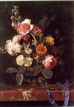 Floral, beautiful classical still life of flowers.050